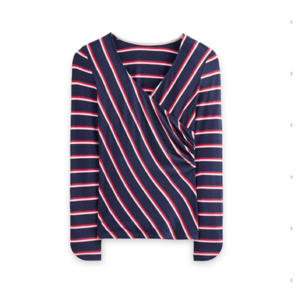 NWT Boden Wrap Top Knit Navy Stripes V-Neck US 20/22 2X